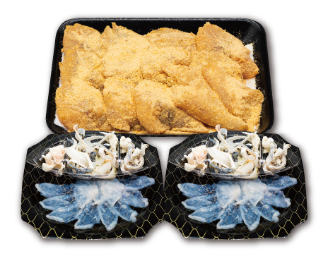 カリッと風味豊かな唐揚げにトラフグの刺身セット